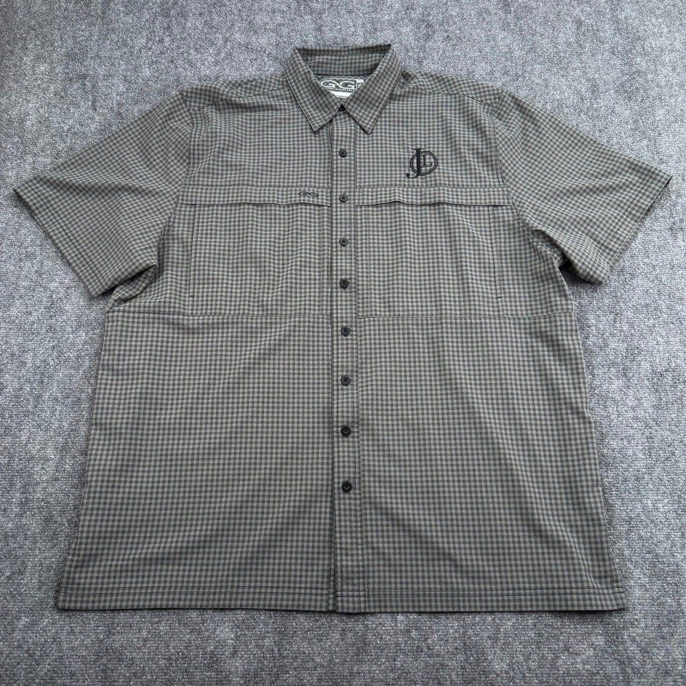 GameGuard Shirt Mens XXL 2XL Gray Check Fishing Outdoors Short‎ Sleeve Vented